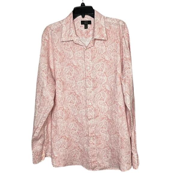 Club Room Luxury 100% Linen Men's Elevated Kona Paisley Button Down Shirt - Picture 2 of 10